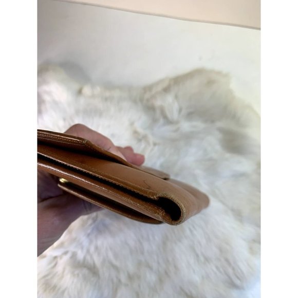 Vintage Givenchy Tan Leather Wallet Tri-fold Bag Clutch - Picture 9 of 14